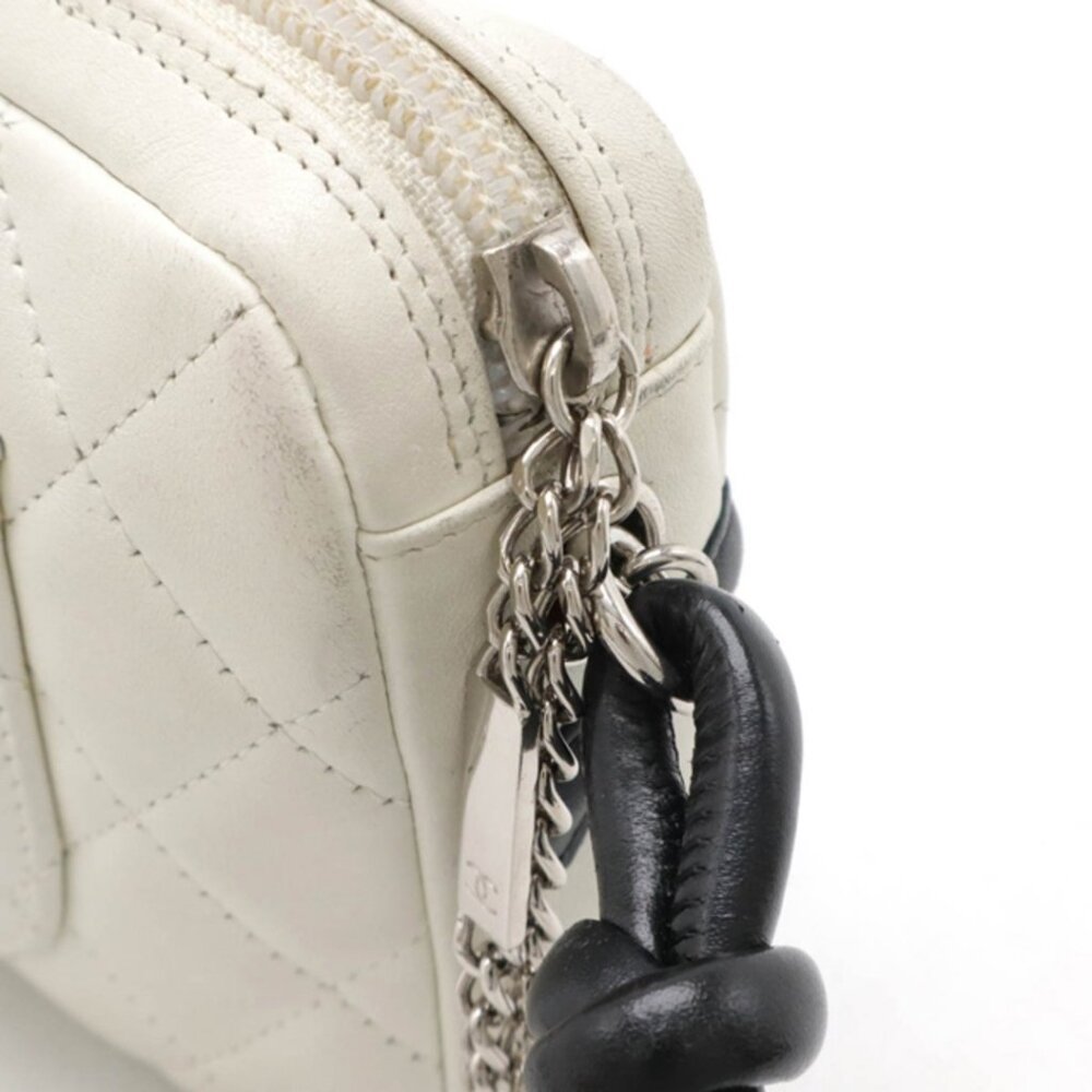 CHANEL Cambon Quilted Ligne Shoulder Bowling Pouch Bag Tote White - Picture 6 of 8
